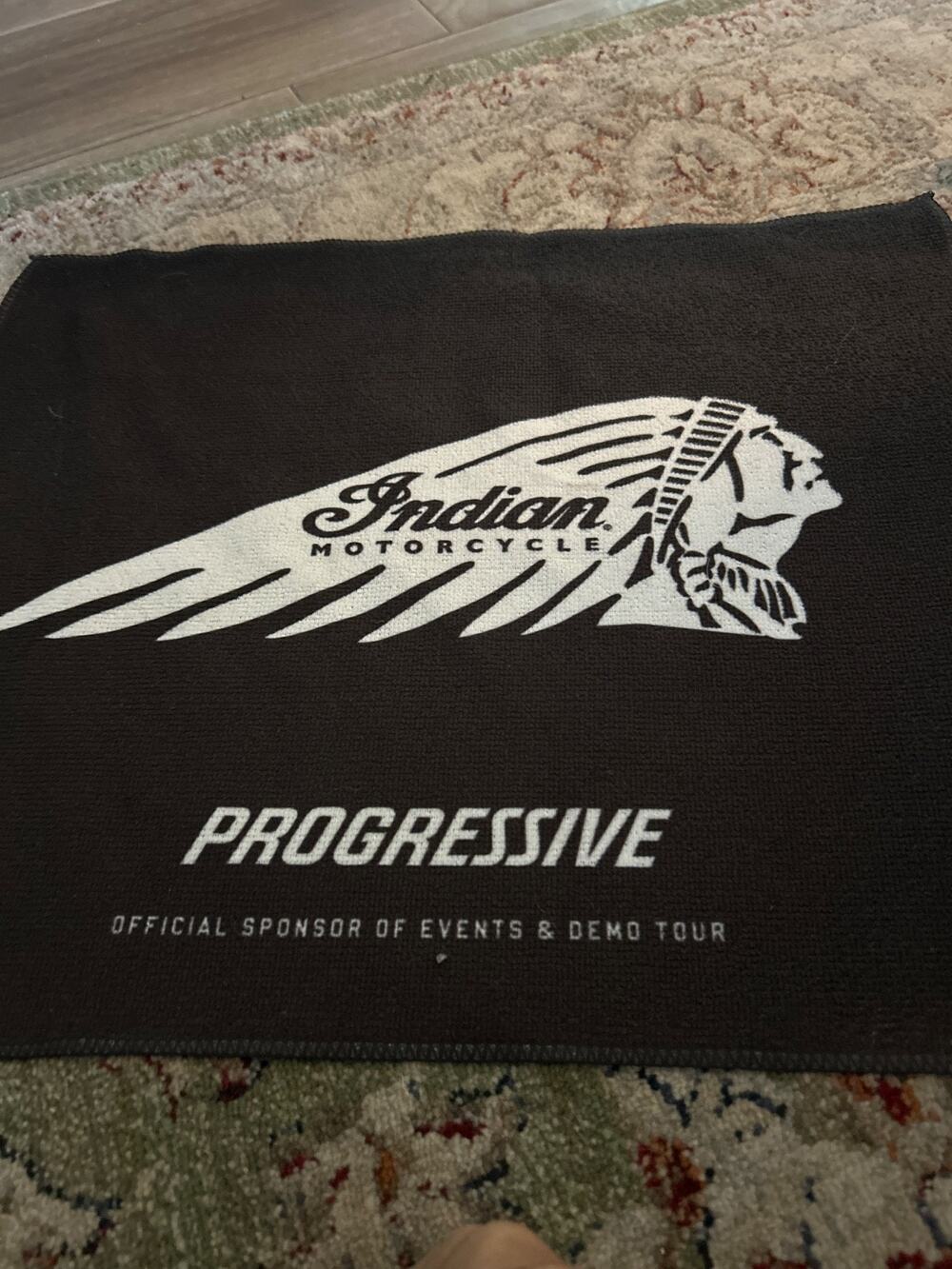 Vintage Indian Motorcycle Progressive Demo Tour Rally Towel / Garage Mat (14x18)